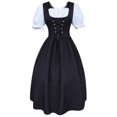 thumbnail image 1 of S-5xl Women's Midi Dirndl Dress 2-pieces With Apron And Blouse Black White, 1 of 1
