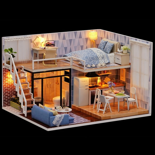 Nimomo Kit de Maison de Poupée DIY - Kit de Maison de Poupée DIY Mignonne Maison de Poupée Miniature avec Musique le château dans le Ciel