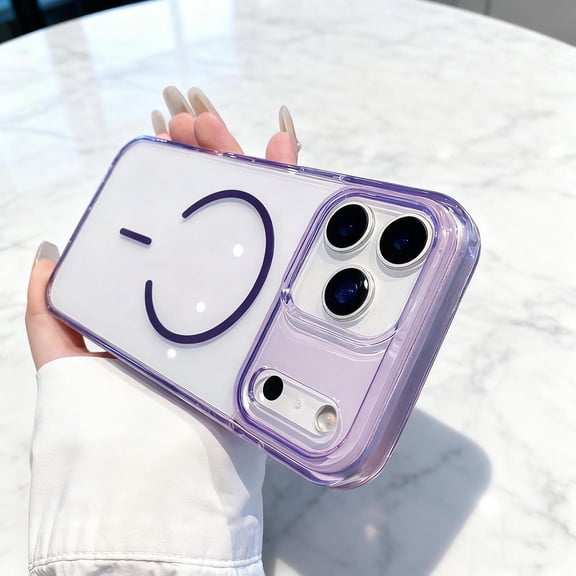 for iPhone 17 Pro Magnetic Case, Compatible with Mag-Safe, Crystal Clear Transparent Shockproof Military-Grade Drop Protection Slim Non-Yellowing Phone Cover Case for iPhone 17 Pro, Purple