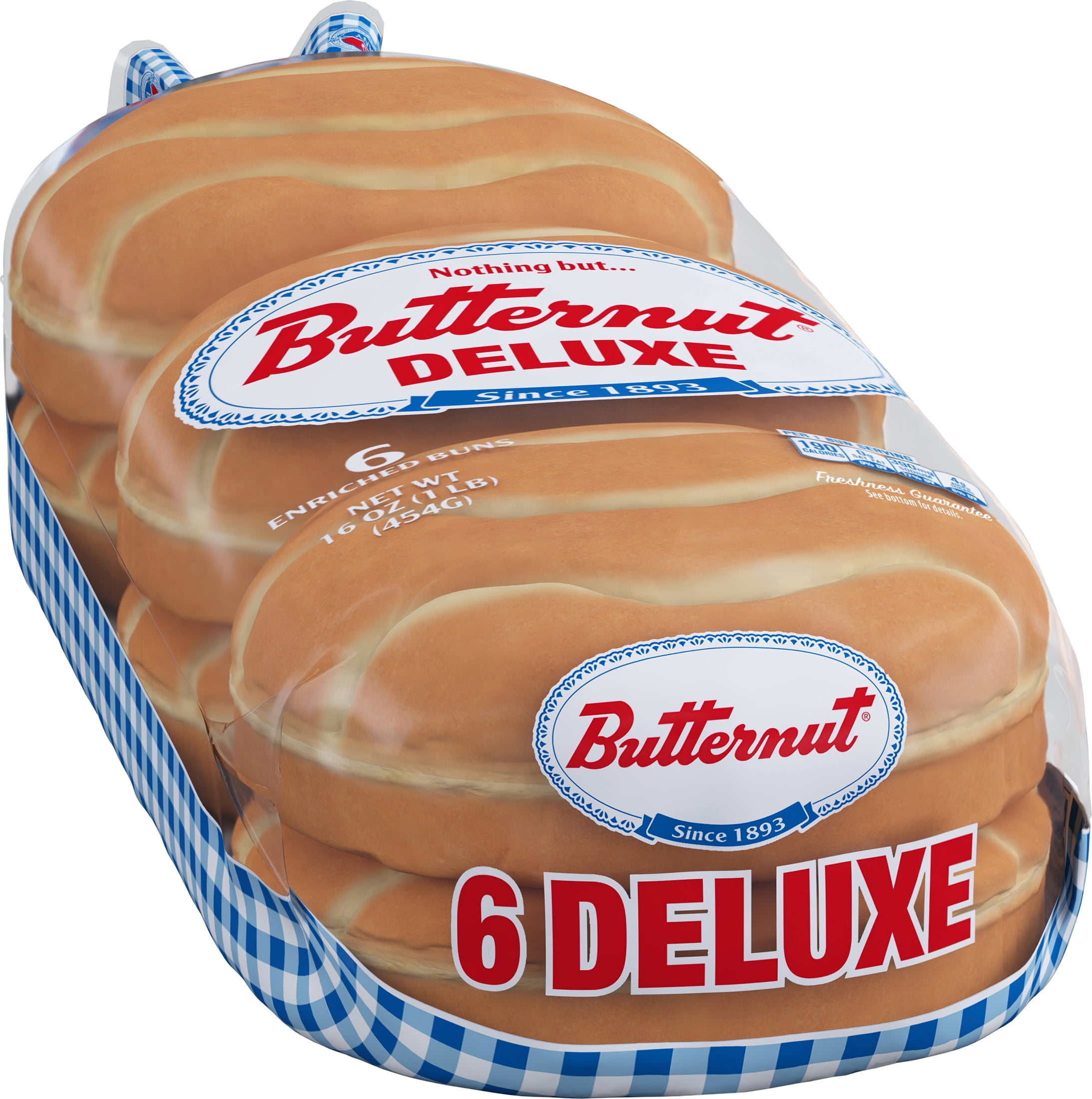 Butternut White Deluxe Buns, 16 oz, 6 Count