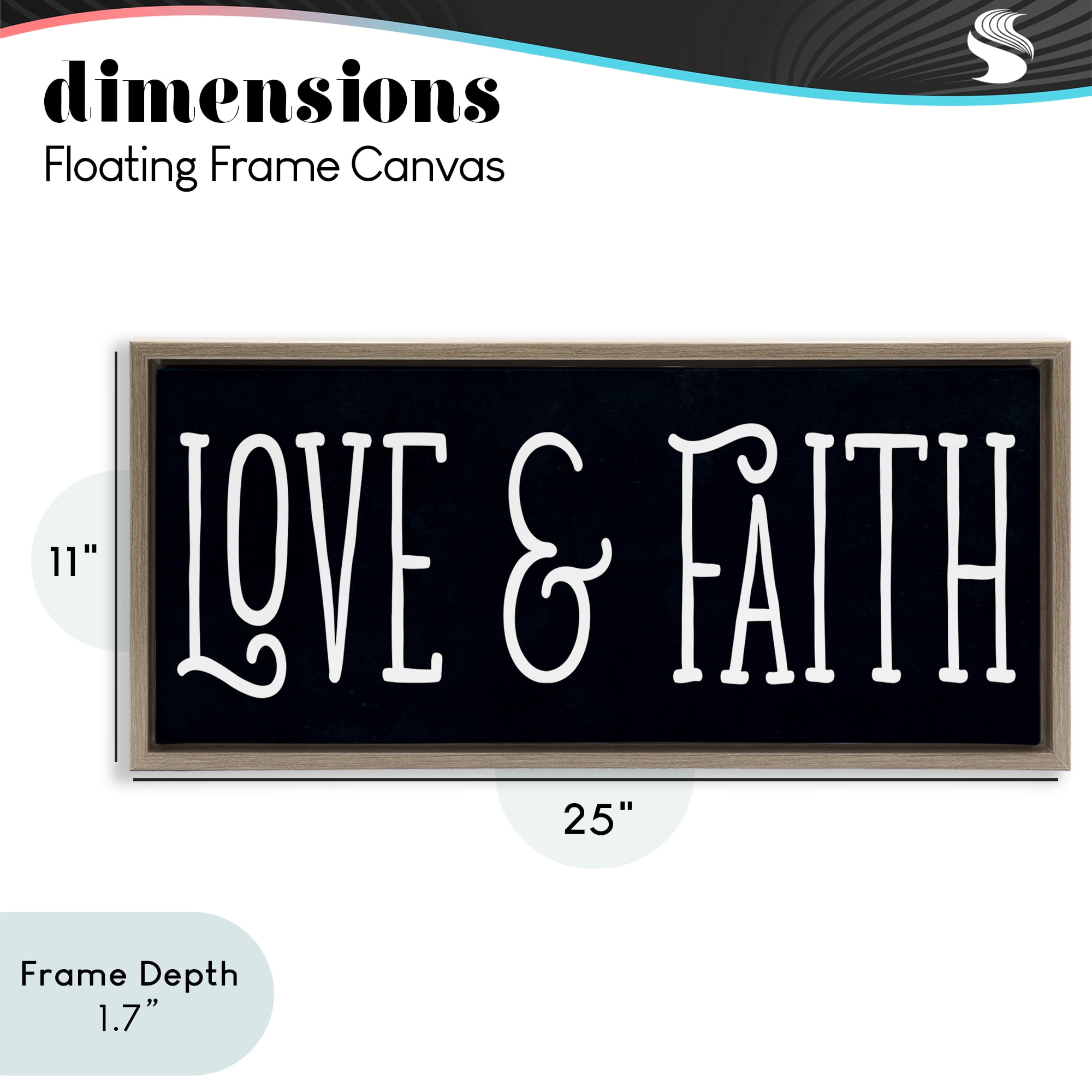 Stupell Industries Love & Faith on Black Brown Framed Floater Canvas Wall Art, design by SD Graphics Studio