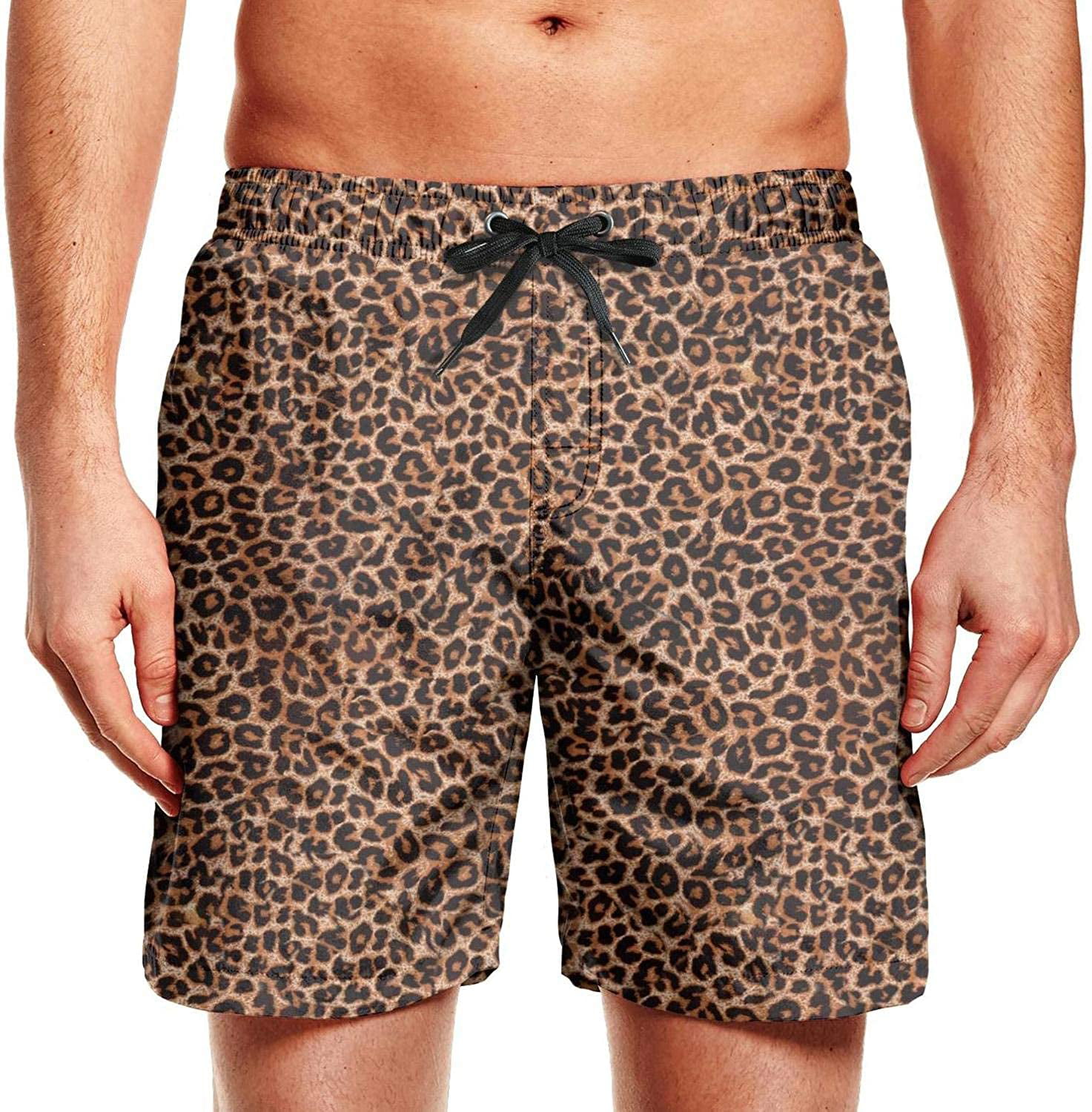 Printed Swim Shorts - Brown/leopard print - Men