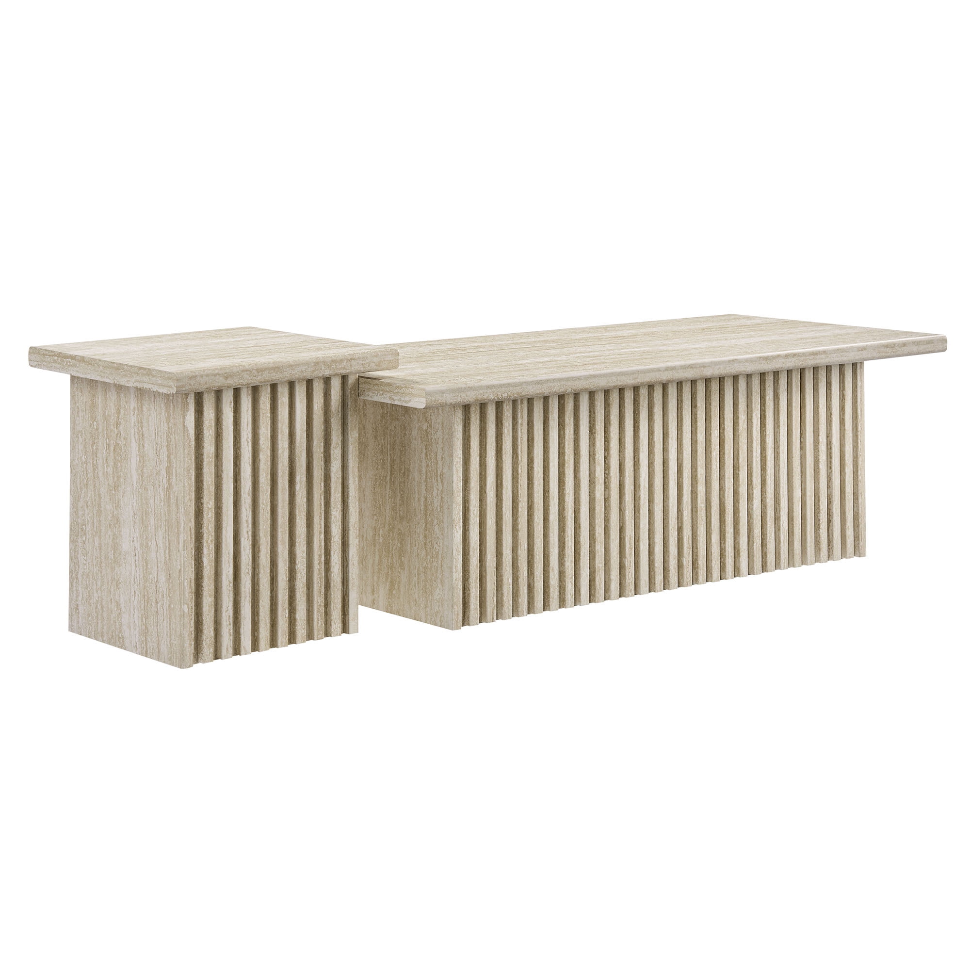 Render Coffee Tables Set of 2 in Travertine