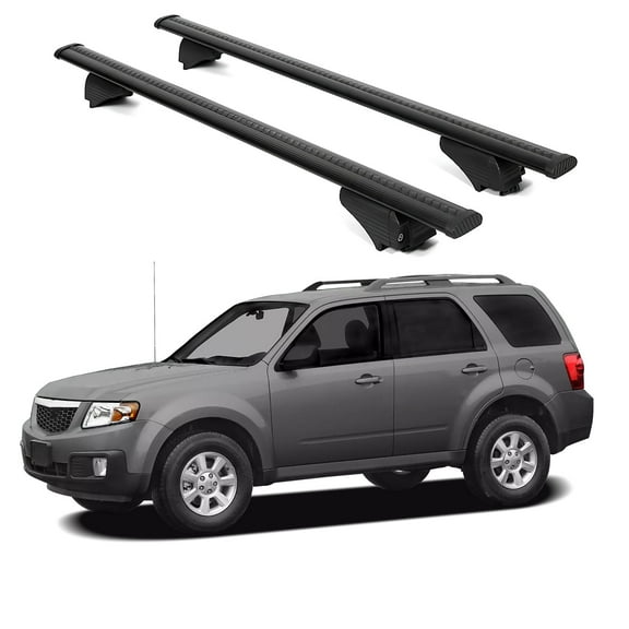 ERKUL Roof Rack Cross Bars for Mazda Tribute 2001-2011 | Aluminum Crossbars with Anti Theft Lock for Rooftop | Compatible with Raised Rails - Black