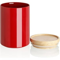 SWEEJAR Large Kitchen Canisters Ceramic Food Storage Jar - with Airtight Seal Wooden Lid for Serving Ground Coffee,Sugar,Salt - 58 Fl Oz,Red