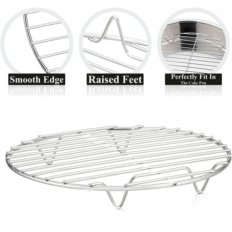 Casewin Cooling Rack with Legs Dia 9.5 Round Stainless Steel Barbecue Carbon Baking Net Grill Pan Grate for Instant Pot Pressure Cooker Oven Walmart