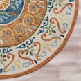 thumbnail image 6 of Ox Bay Talia 4' Round White/Blue Floral Wool Indoor Area Rug, 6 of 7