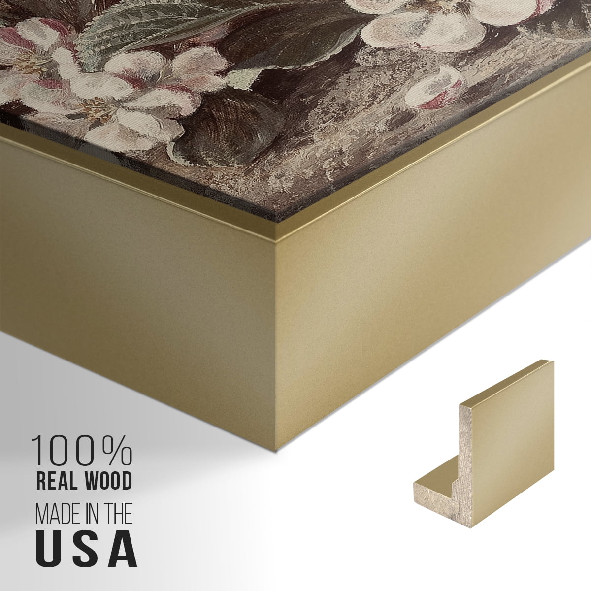 Vintage Botanical Print-LI By Wexford Home Framed in Gold Wood Gallery Wrapped Canvas 27 in. x 41 in.