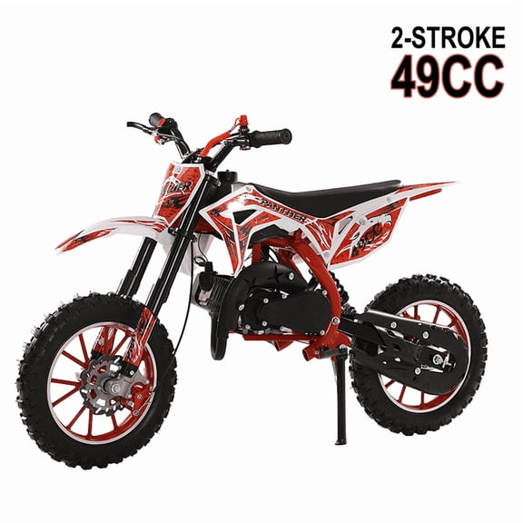 49cc Dirt Bike for Kids, 2-Stroke Mini Dirt Bike, Kids Dirt Bike with Front Rear Disc Brakes, Shock Absorption Mini Motorcycle, Gas Power Motocross Bike, Speeds Up to 40KM/H