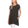 thumbnail image 3 of Women's Short Sleeve Polka Dot Round Neck Casual Pockets Blouse Top, 3 of 5