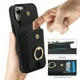 thumbnail image 6 of Wallet Case Compatible with iPhone 15 with Card Holder, 360° Rotation Finger Ring Kickstand PU Leather Stretchy Fabric Cover Drop Protection with Magnetic Snap Case Cover, Black, 6 of 8