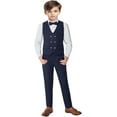 thumbnail image 2 of Lycody 3pcs Boys Slim Fit Vest Pants Bowtie Suits for Teen and Kids Slim Fit Boys Tuxedo Double Breasted Wedding Ring Bearer Outfit, 2 of 5