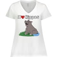 thumbnail image 3 of Inktastic I Love Hippos Women's Plus Size V-Neck T-Shirt, 3 of 5