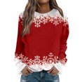 thumbnail image 2 of Women's Christmas Printed Round Neck Sweatshirt, Long Sleeve Casual Pullover Top, Raglan Sleeve Holiday Graphic Fall Winter Clothes,Wine,3XL, 2 of 7