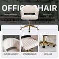 thumbnail image 5 of KCC Home Office Chair Swivel Velvet Desk Chair Accent Armchair Upholstered Modern Tufted Chairs with Gold Base for Girls Women Ergonomic Study Seat Computer Task Stools for Living Room(Cream), 5 of 9