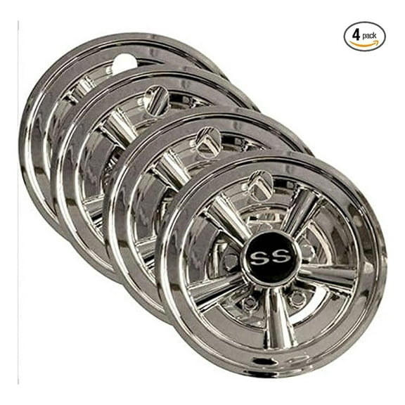 Huskey Golf Cart SS 8 inch Wheel Covers Hub , Set of 4 - Compatible with EZGO, Club Car,