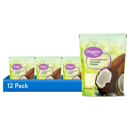(12 pack) Great Value Organic Unsweetened Coconut Flakes 7 oz (198g)