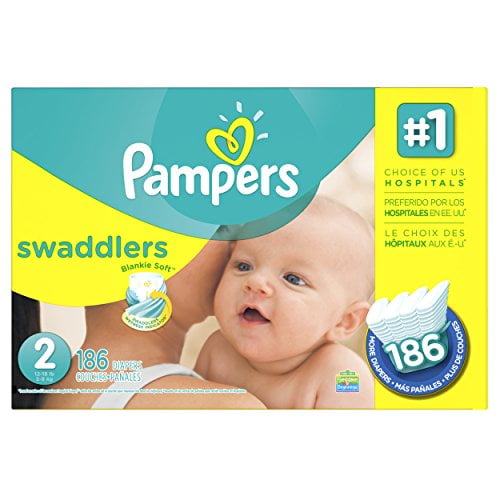Pampers Couches Swaddlers Taille 2 186 Nombre (l'Emballage Peut Varier)