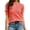 Red, variant on Women's Short Sleeve Bubble Sweater Round Neck Pullover Top Ribbed Knit Sweater Shirt