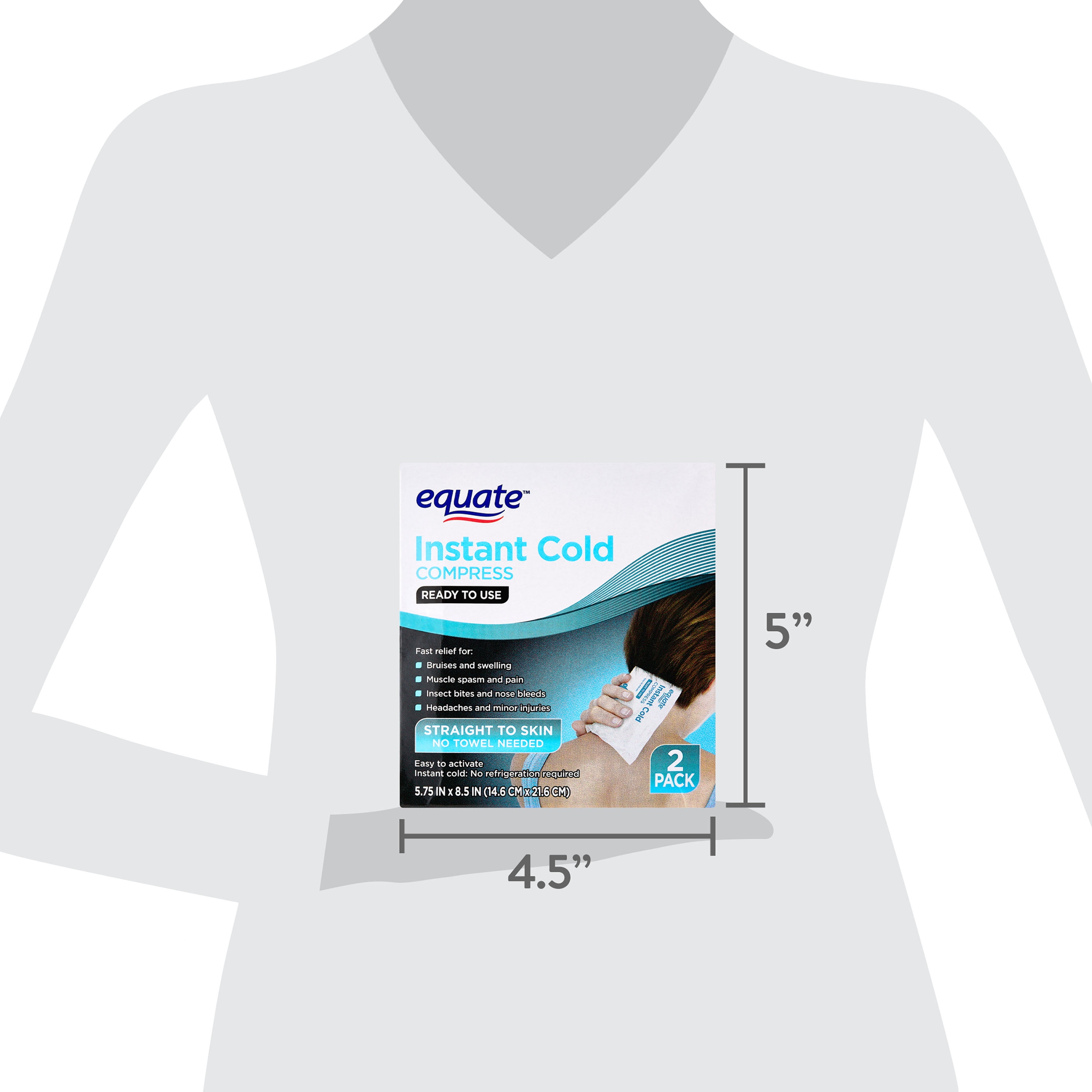(2 pack) Equate Instant Cold Compress, Ready to Use, 2 Pack