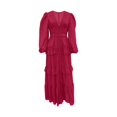 thumbnail image 5 of ZHOGXU Fashion Womens A Line Midi Dresses Solid Color V Neck Long Sleeve Regular Fit Office Daily Wear, 5 of 6