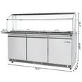 thumbnail image 4 of 72 in. Commercial Refrigerated Prep Station with Sneeze Guard and Buffet Slide, 15 Pans with Covers and Three Adjustable Shelves in Stainless-Steel, ETL Listed (KM-RBT-72CSFG), 4 of 10