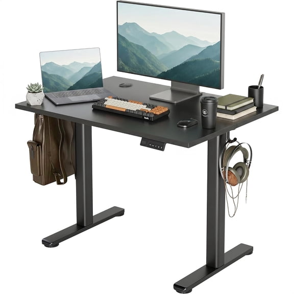 Claiks Electric Height Adjustable Standing Desk, 40x24 Inch, Deep Black