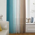 thumbnail image 6 of Teal Brown Ombre Sheer Curtains 54 Inches Long, Vintage Country Wooden Light Filering Curtains, Breathable Simi Curtain Privacy Drapes for Kitchen Bathroom Nursery Lightweight Small Window Treatment, 6 of 9