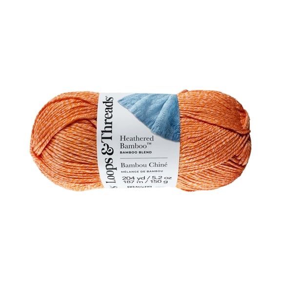 Loops & Threads Heathered Bamboo Yarn - Medium (4) Acrylic Bamboo Blend, Soft Silky Yarn for Knitting & Crochet Blankets, Wraps, Apparel & Accessories, 204 yd / 5.2 oz Skein, 8 Pack