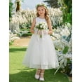 thumbnail image 3 of Oudiya Flower Girls Dress Bowknot V-Back Formal Pageant Ball Gown Party Wedding Tulle Long Dresses, 4-12Y, 3 of 7