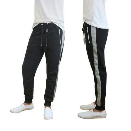 Mens Fleece Jogger Pants with Contrast Trim