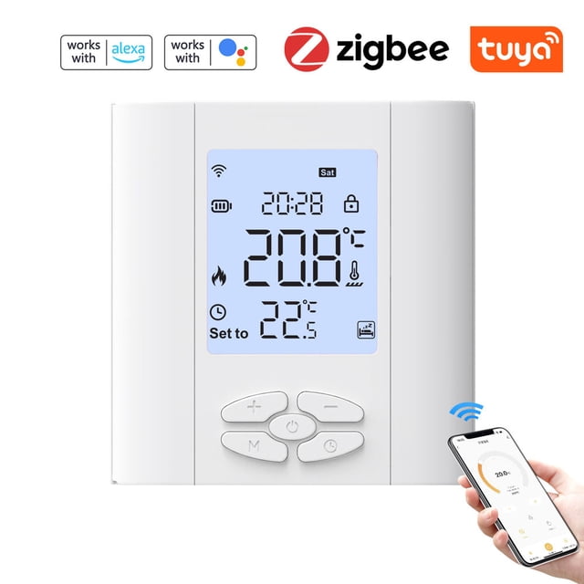 Tuya ZigBee Smart Thermostat mobile app remote temperature control, weekly programming, restore to factory settings function