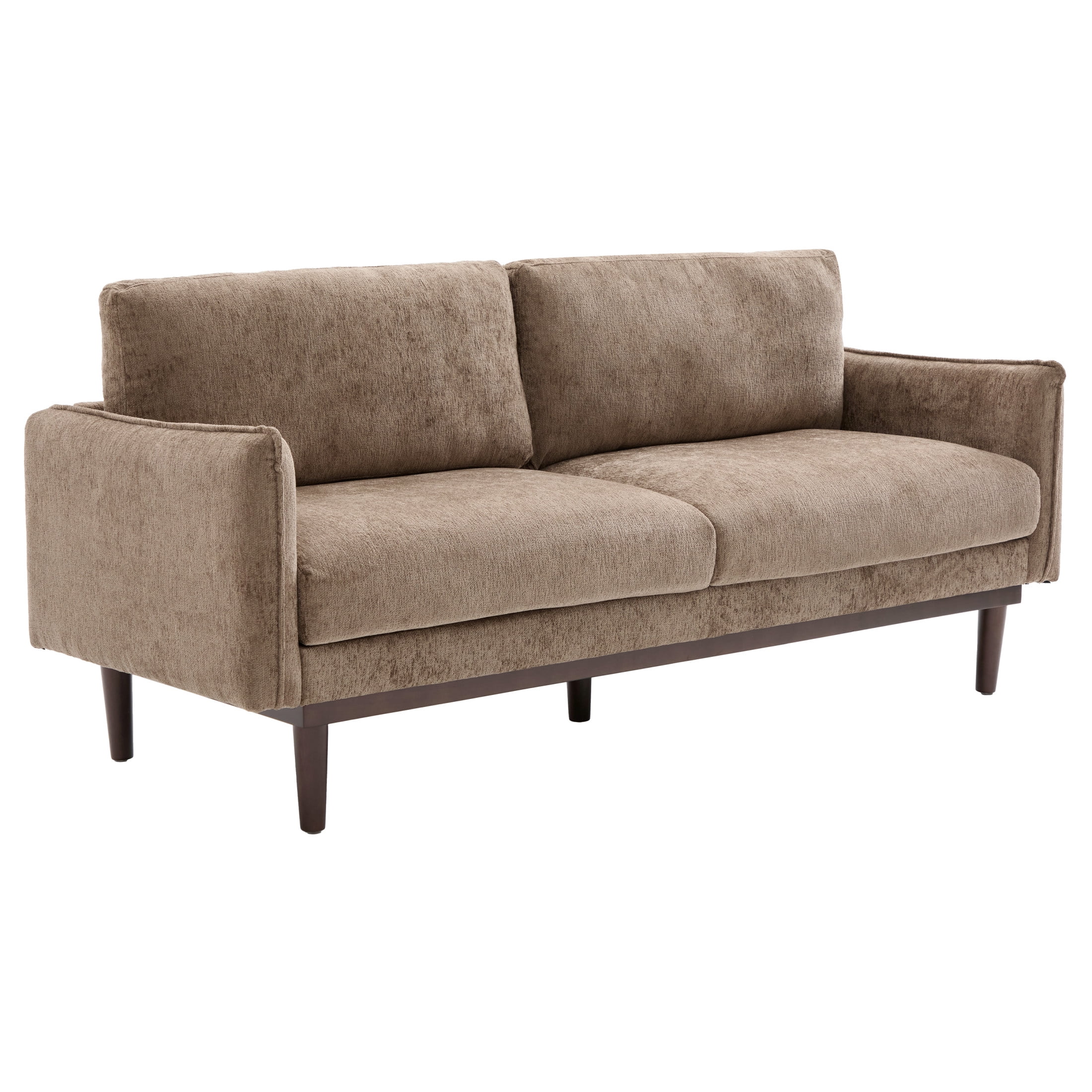 Christopher Knight Home Modern 75.75" Loveseat Sofa, Chenille Couch with Cushion and Wooden Legs, Brown