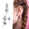 thumbnail image 3 of Pendientes de plata Silvora Aretes de gato hipoalergénicos para mujer, 3 of 8