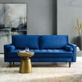 thumbnail image 2 of Contemporary Modern Urban Designer Living Room Lounge Club Lobby Sofa, Velvet Fabric, Navy Blue, 2 of 6