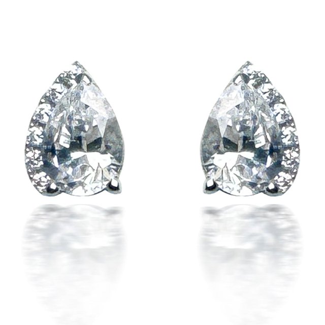 Pear and Pave Opposing Stud Earrings
