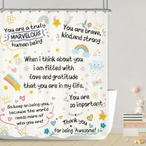 Kids Inspirational Quotes Shower Curtain Bathroom Set 72Wx72H Inches Funny Cartoon Cute Colorful Motivational Words Rainbow Dots Bath Accessories Classroom Art Home Decor Fabric 12 Pack Hooks