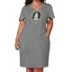 thumbnail image 2 of Vestido de bolsillo suelto con marco de flores de cjillo de indias blanco y negro vestidos casuales ropa, 2 of 6