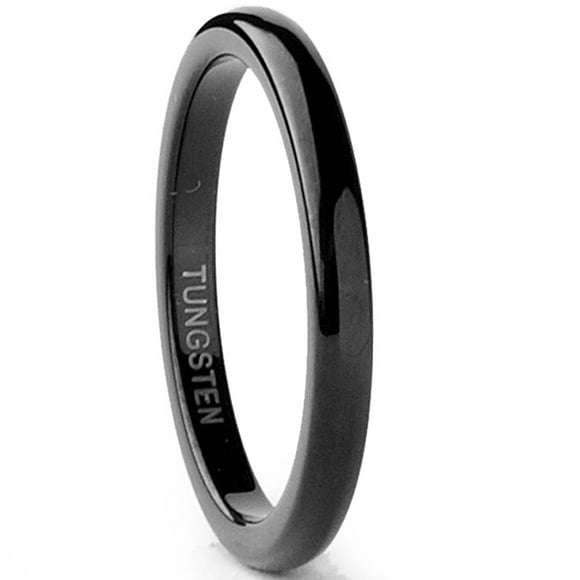 Tungsten Carbide Black Men's Wedding Band Ring 2MM