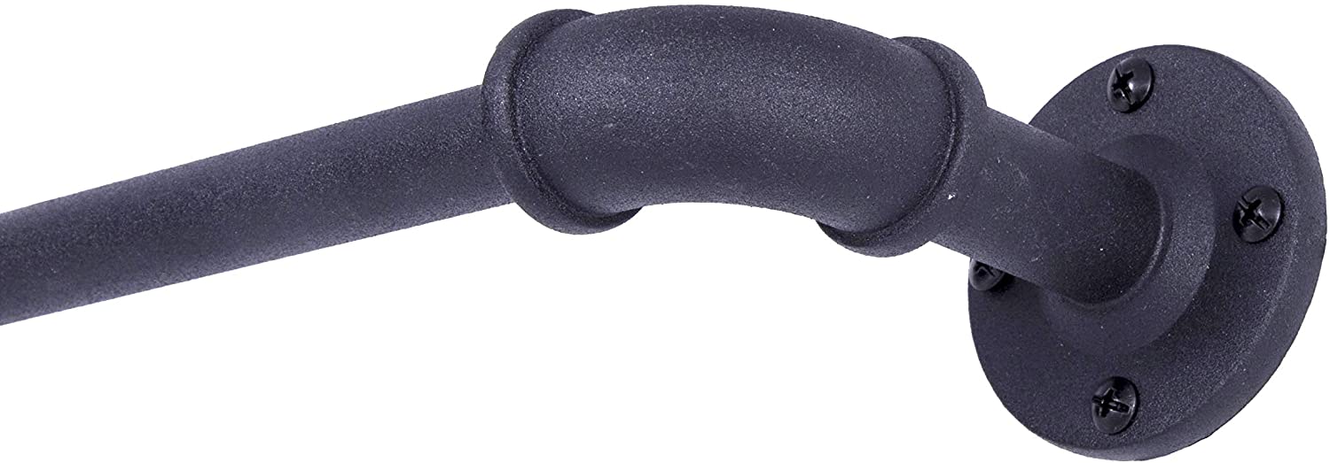 Matte Black Bronn Wrap Around Window Curtain Rod 66-120 Inch