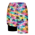 thumbnail image 4 of Ceisia Men's Vibrant Gradient Palm Tree Print Beach Shorts with Quick Dry Stretch Fabric and Anti-Exposure Liner Multicolor XL Gifts, 4 of 6