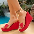 thumbnail image 4 of HEWUQI Wedges Platform Sandals for Women Clear Strap Suede Bowknot Heels Open Toe Non Slip Elegant Working Casual Summer Dressy Shoes Red Size 7.5, 4 of 6