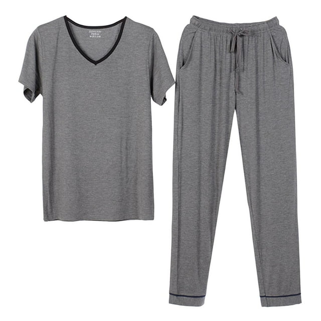 Men's Modal Color Block Lounge Set – Silky Soft Summer Sleepwear with V-Neck & Pockets (2025 Lightweight Loungewear )
