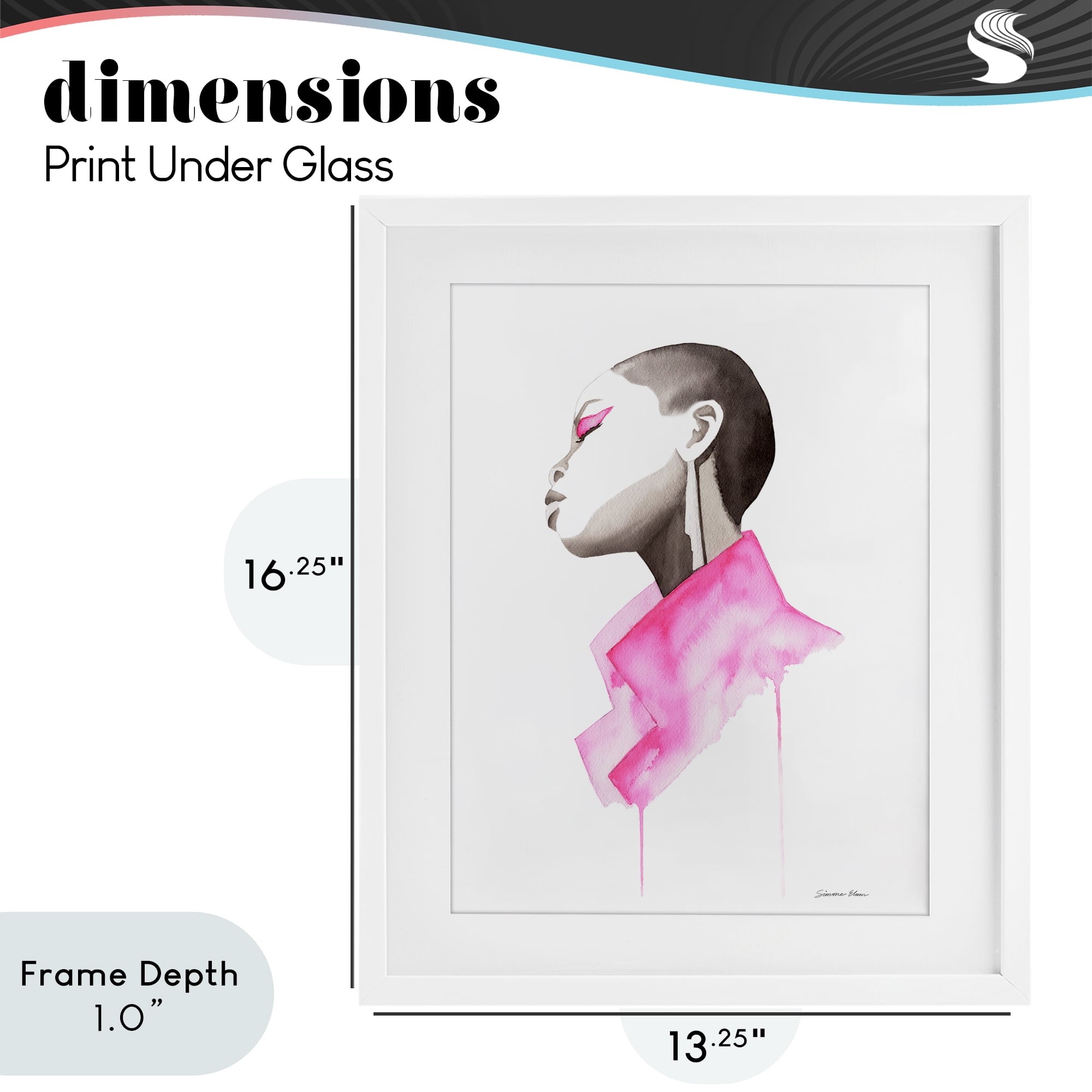 Stupell Industries Pink Jacket Elegance Portrait White Framed Print Under Glass, design by Simone Elum