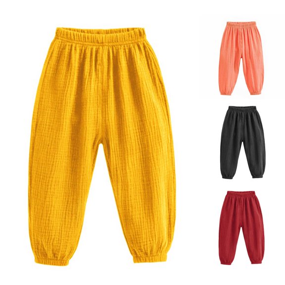 FYDUU Toddler Kids Baby Boys Pants Soft Elastic Waist Harem Pants Bloomers Summer Fall Long Pants Lightweight Breathable Bottoms Trousers Fashion Slacks 6-7 Years