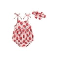 thumbnail image 2 of Musuos Baby Girl Summer Romper 3M 6M 12M 18M Cute Floral/Strawberry Print Sleeveless Tie Strap Bodysuit Newborn Playsuit, 2 of 10