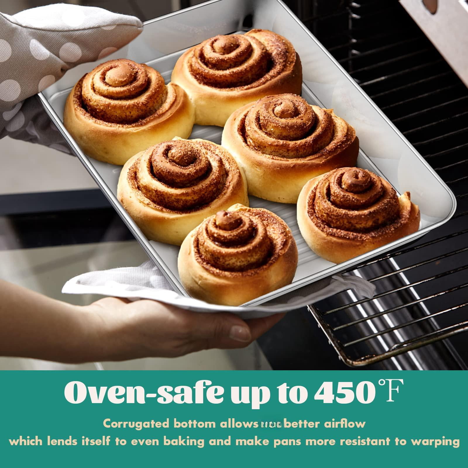 Baking Pans Set of 3 Stainless Steel Sheet Pans for Oven