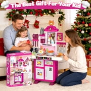 LINXUXIE Kids Kitchen Playset,Toddler Kitchen Playset with Sound & Light,Cooking Stove,Play Sink,Play Food Toy and Kitchen Accessories,Play Kitchen for Toddlers ,Perfect Gifts for Girls Boys