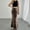 Coffee, variant on Womens Skirts Midi Floral Embroidery Sequin Patchwork Double Layer Stretchy Elastic Waistband Bodycon Casual Party Pink Skirt M