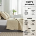 thumbnail image 6 of Smuge Ultrasonic Quilt Set, Reversible Lightweight Soft Microfiber Bedspread Coverlet, Solid Beige, 3 Piece Set (1 Bedspread, 2 Pillow Shams), Twin Size, 6 of 8